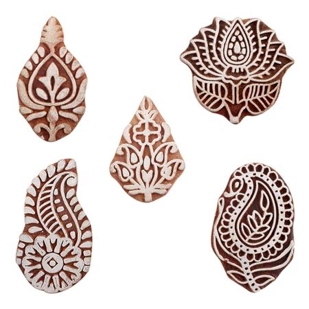 Set of 5 Piece New Mix Wooden Printing Blocks